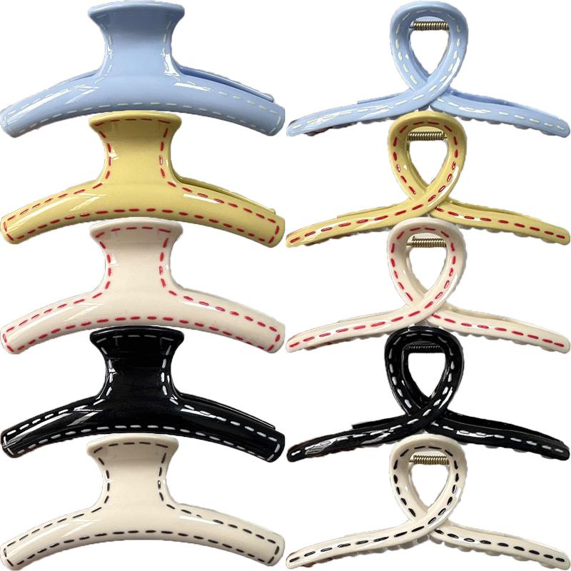 13cm Korean Hand-drawn Line Hair Clip Women's Summer New Fashion Simple Shark Clip Hair Accessories