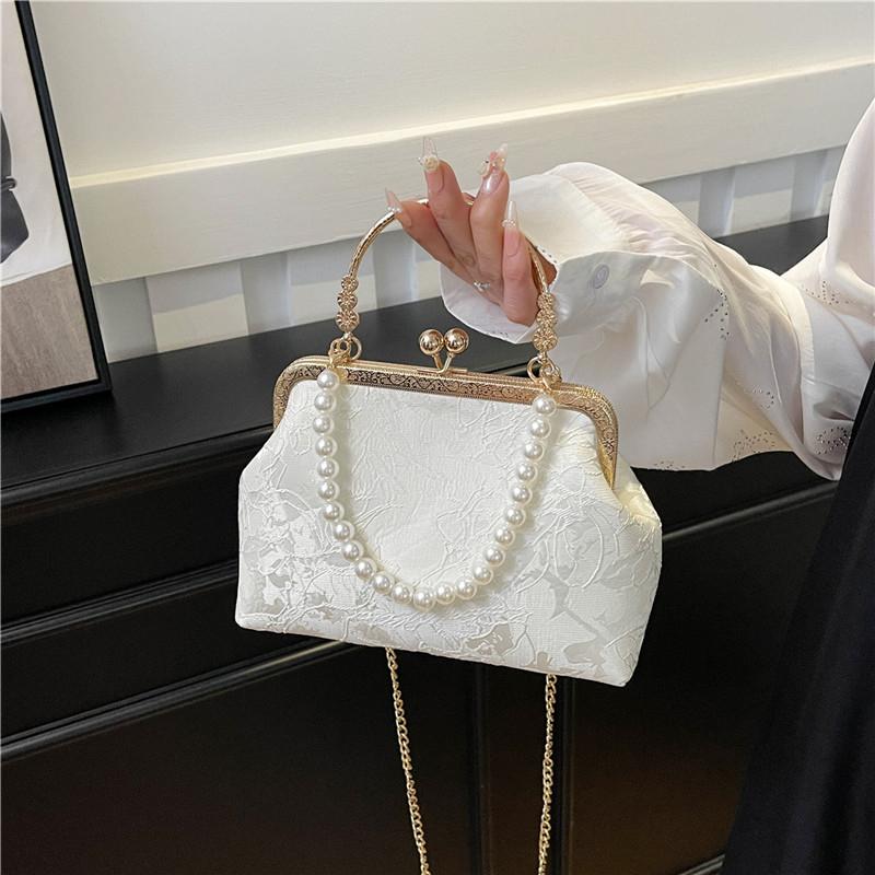Vintage Classic Lace Bag pearl Evening Bags Wedding Shell Lock Bags Women Shoulder Crossbody Bag Chain Women's Handbags Purses