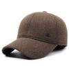 Pánská podzimní zimní vlněná čepice středního a staršího věku silná baseballová čepice s teplou ochranou uší