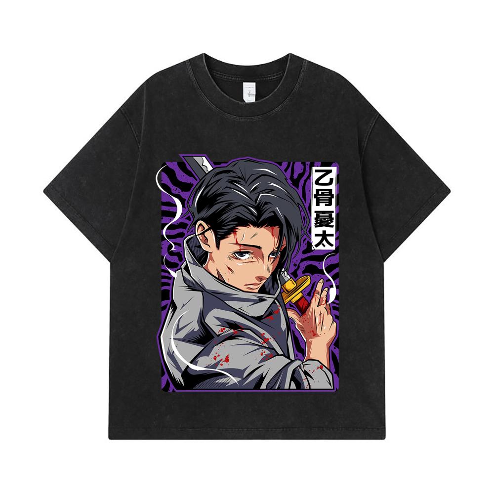 275 GSM Washed T-shirts 100% Cotton Jujutsu Kaisen V53 Yuta Print Unisex Heavy Cotton T Shirt