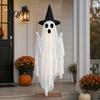 Großer schwebender Geister-Gartendekoration Leuchtende Halloween-Hängeschaukel mit Hexenhut, Fernsteuerbare einstellbare gruselige Veranda-Dekoration Helligkeit, Fliegend