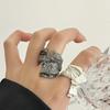 Gothic Unisex Open Irregular Metal Lava Texture Open Ring for Woman Men Punk Hip-Hop Party Finger Jewelry Gifts
