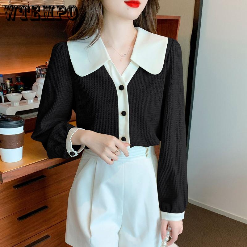 Spring and Autumn Women's Shirt Loose Casual Long-sleeved Shirt Chiffon Shirt Fashion Western-style Bottom Shirt