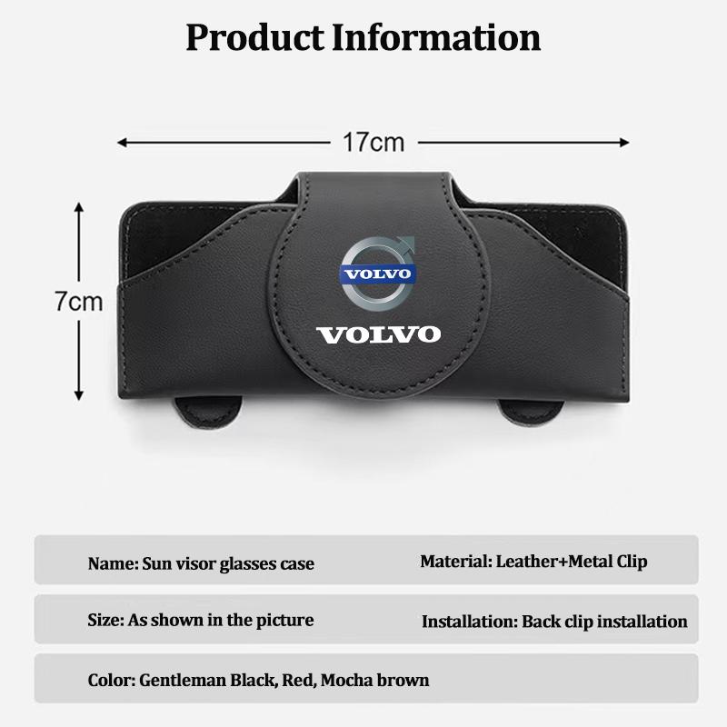 Car Glasses Case Sun Visor Leather Eyeglass Clip Auto Interior For Volvo Rdesign XC60 XC90 V40 EX30 S60 C30 V70 S90 XC40 V50 V60