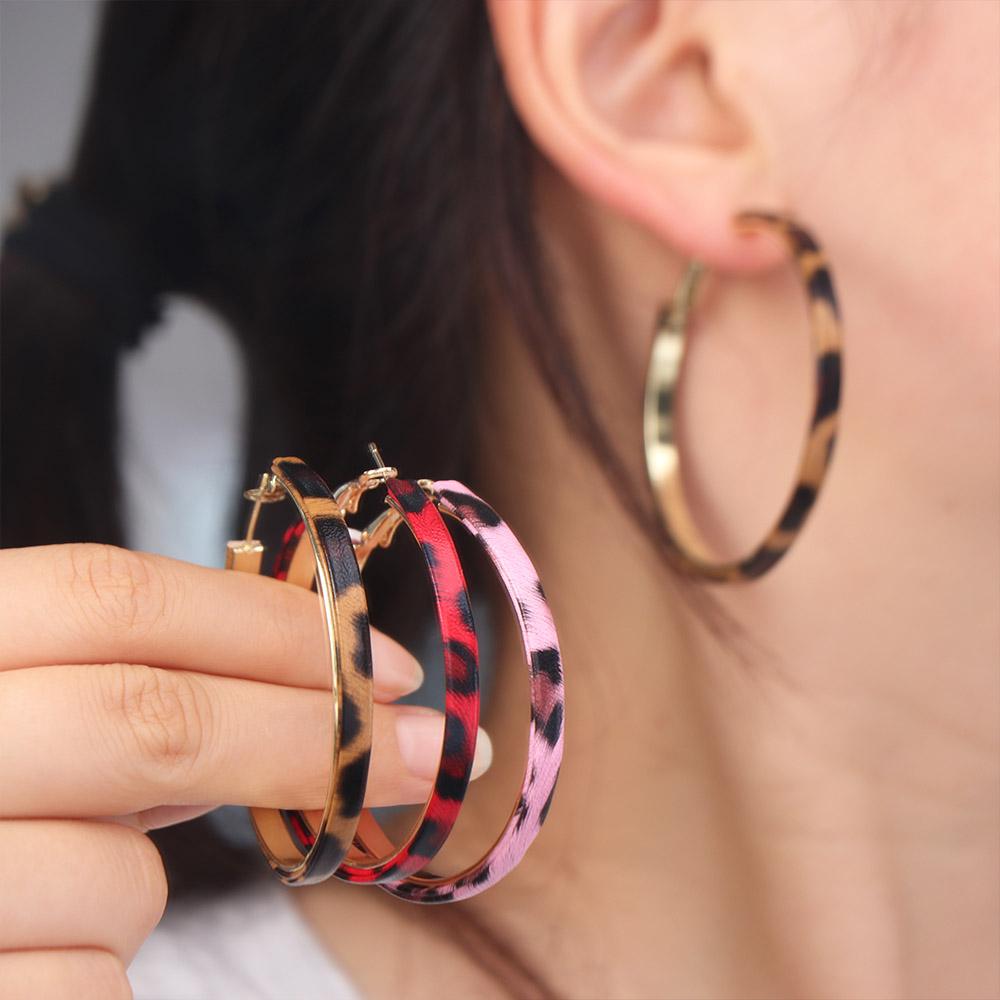 Circle Resin Hoop Earrings Y2k Women's Jewelry Retro Leopard Hoop Earrings Ladies/Girls