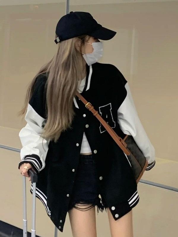 Women's Retro Baseball Jacket - Stylish Oversized Outerwear for Early Spring/Fall and Winter Sportswear 2026