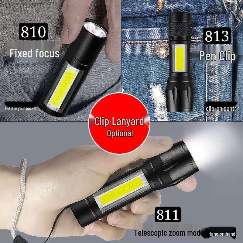 Xixun Mini Rechargeable LED Flashlight with COB Sidelight