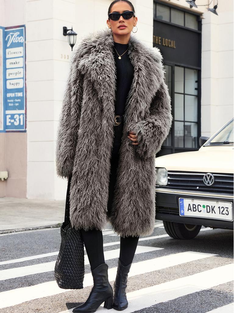 Imitation beach wool suit collar coat plush jacket European and American style imitation fur environmentally friendly fur coat