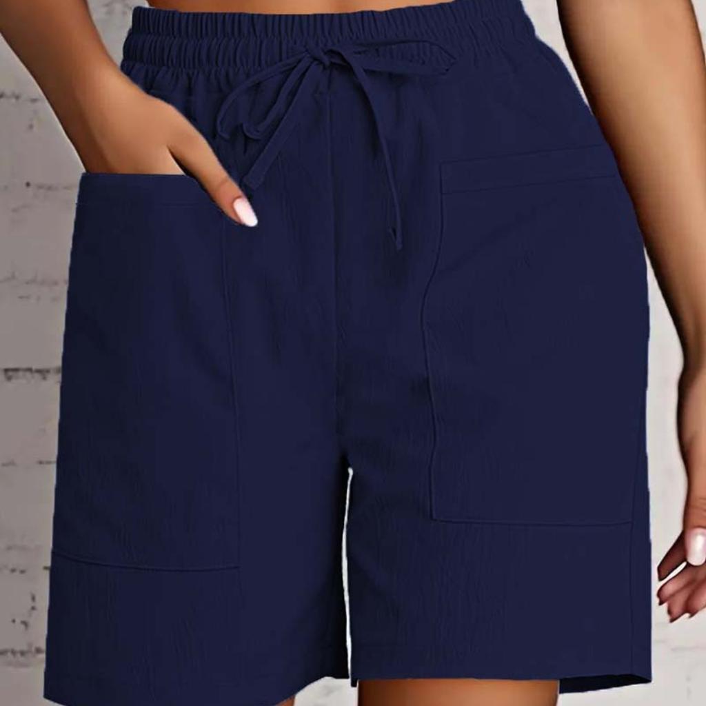 Women's High Waist Shorts Summer - Loose Fit Casual Shorts with Pockets, Solid Color Bermuda Shorts for Outfits