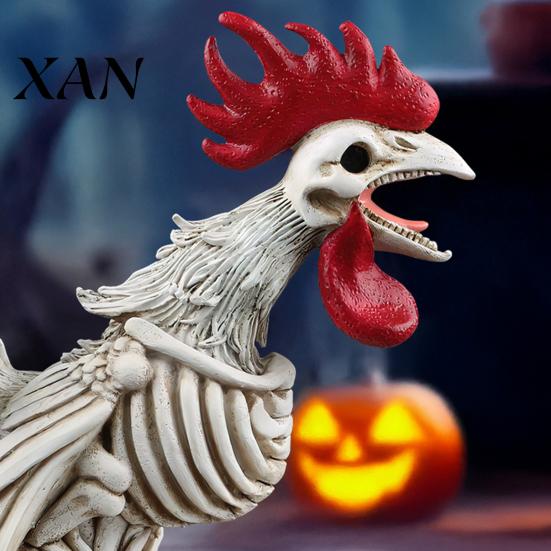 Dark Aesthetic Tabletop Decor Halloween Skeleton Rooster, Lifelike Chicken Decoration, Spooky Animal Creative Yard Sculpture Bone Statue for