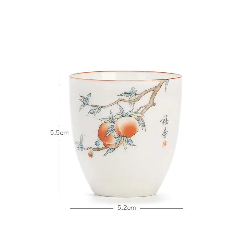 Boutique Ceramic Teacup Hand Painted Meditation Cup Single Portable Travel Tea Bowl Pu'er Master Cup Handmade Porcelain Tea Set