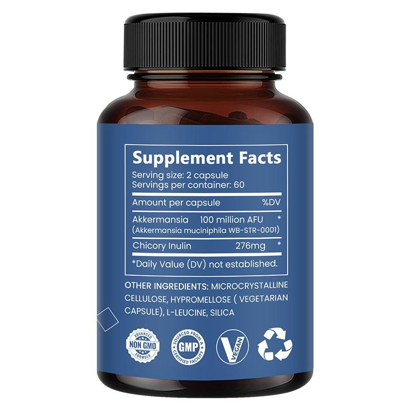Tecepec Akkermansia Muciniphila Live Probiotic Supplement 200 Million AFU Per Serving with Chicory Inulin, Vegetarian, 120 Capsules