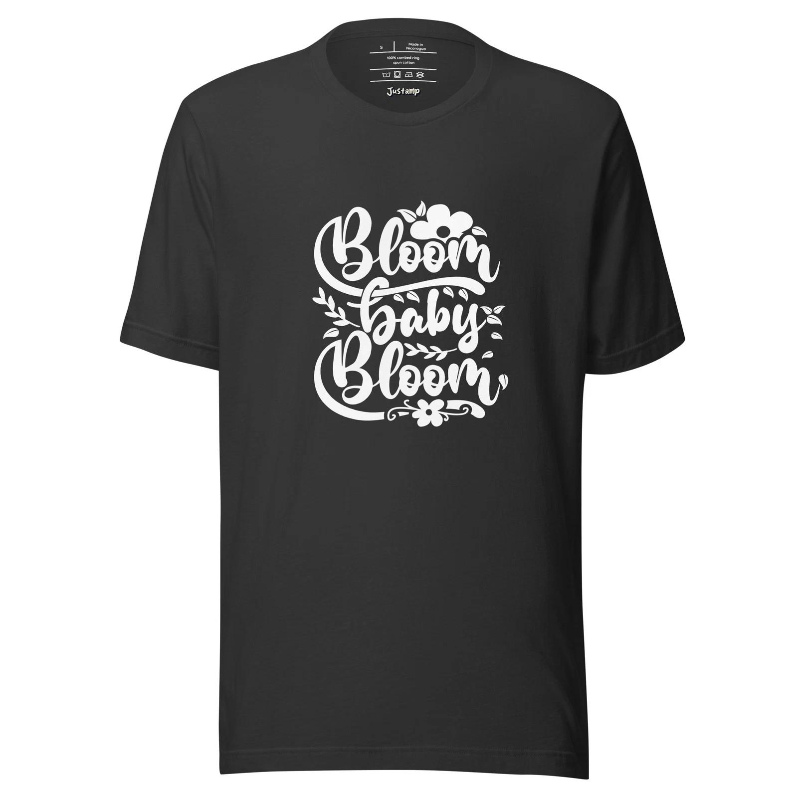 Bloom Baby Bloom Floral Script Spring T-Shirt S