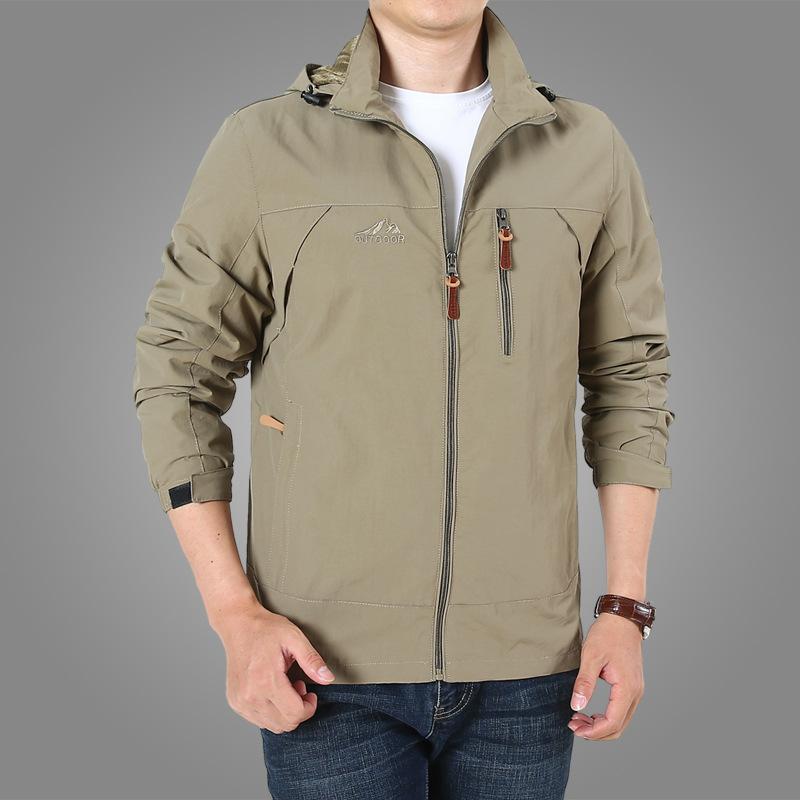 Spring and Autumn New Jacket Men's Casual Outdoor Quick-Drying Breathable Jacket Waterproof Hooded