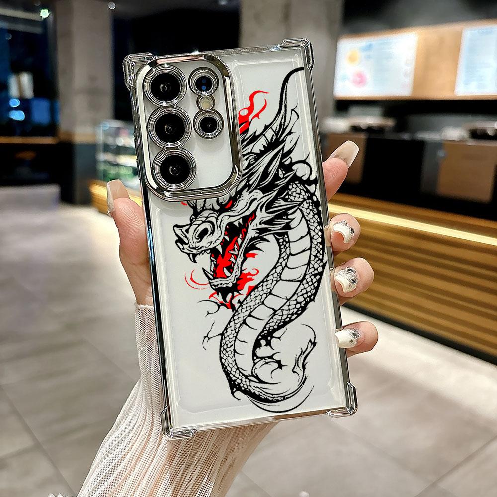 Fashion Dragon Tattoo Art Funda For Samsung S26Ultra Phone Case For Galaxy S25 FE S26 S24 S23 S22 S21 Ultra S20 Plus Clear Cover