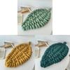 Teddy Fleece Knit Leaf Cushion For Living Room Decor With Pp Cotton Filling