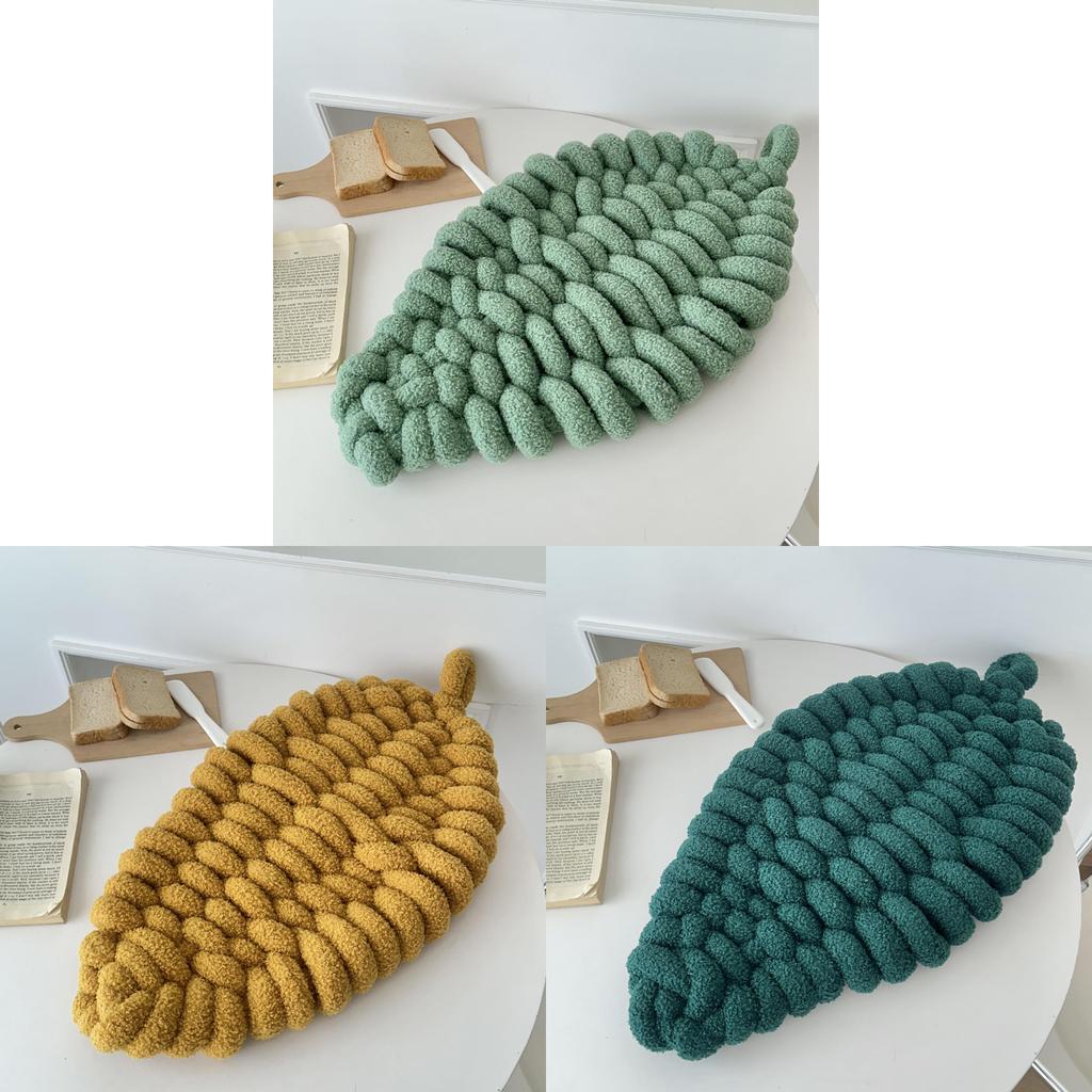 Teddy Fleece Knit Leaf Cushion For Living Room Decor With Pp Cotton Filling