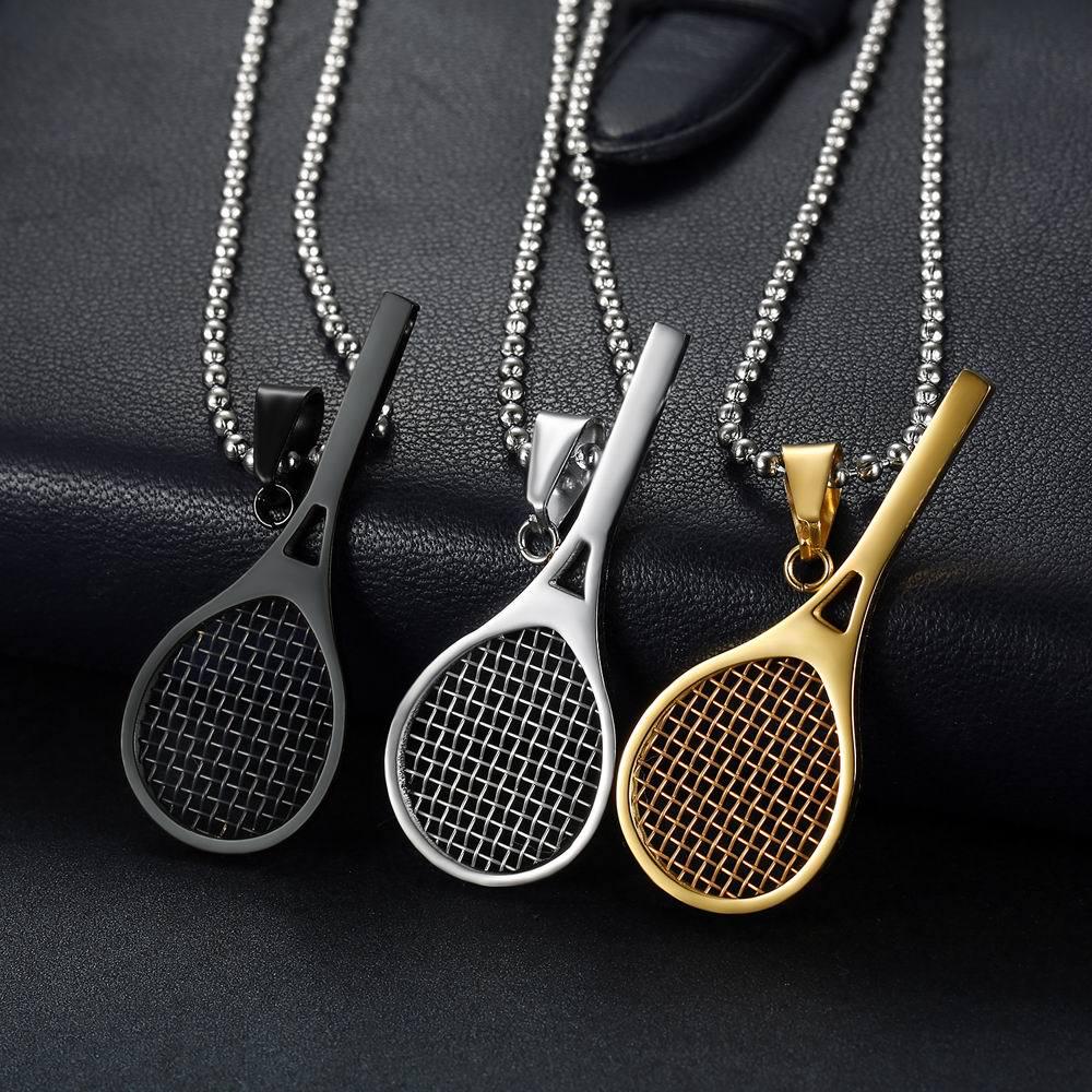 Titanium Steel Tennis Racket Pendant Necklace for Fitness Enthusiasts