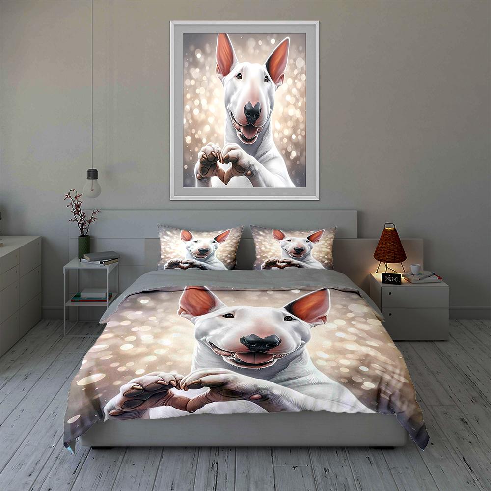 Smiling dog portrait Bedding Duvet cover sets Duvet covers Pillowcases gifts (1 * Duvet Cover 2 * Pillowcases, without duvet insert)