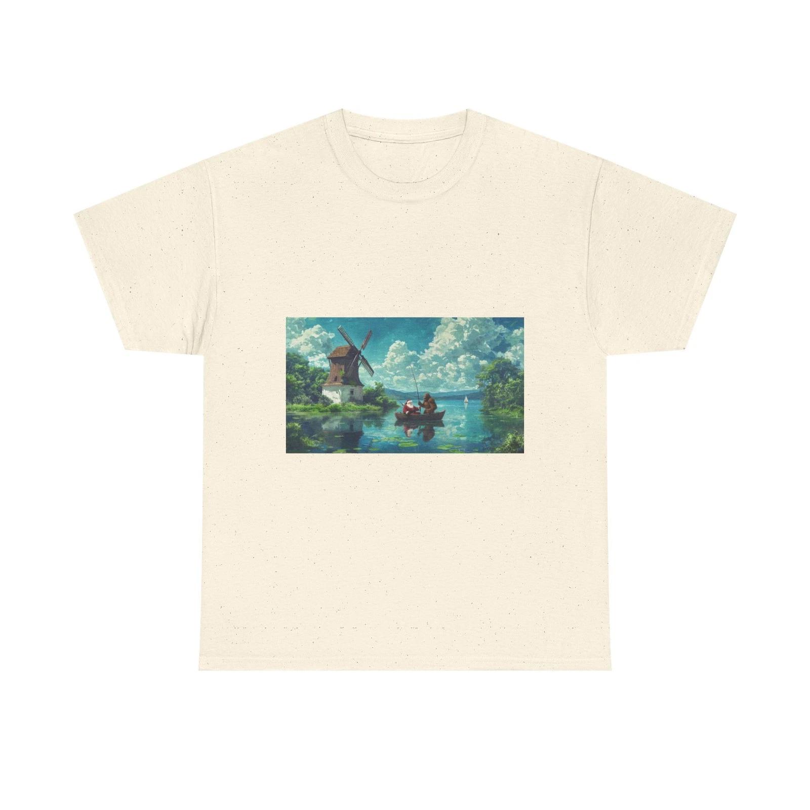 Santa Claus And Bigfoot Fishing Together Funny Sasquatch Tee Shirt Christmas S