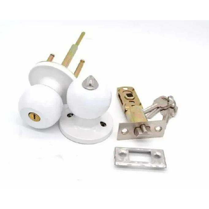 Plastic Steel Door Lock, Three Bar Spherical Lock, Bathroom Door Lock, Three Fork Lock, White Room Door Lock