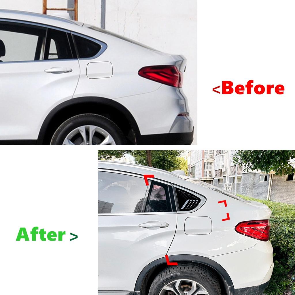 Car Rear Window Shutter Cover Trim For BMW X4 F26 2014-2018 Window Louver Side Vent Trim Glossy black/Carbon Fiber look