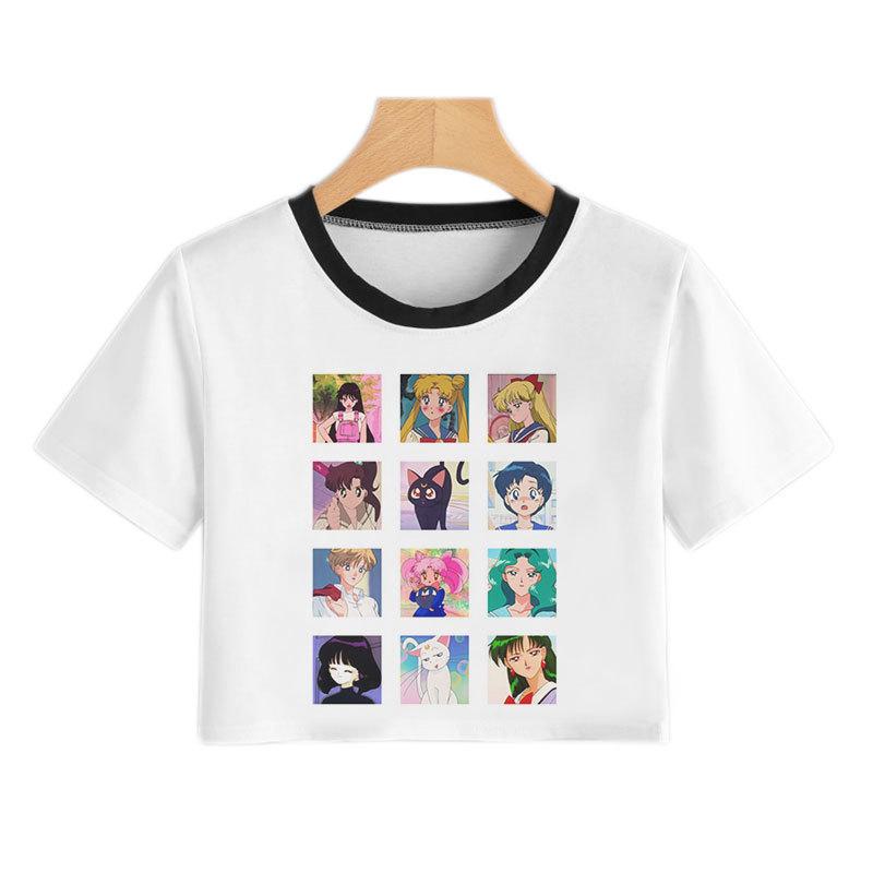 Sailor Moon Sailor Moon Cold Moon T-Shirt New Short T-Shirt Women'S Sexy Navel Shirt