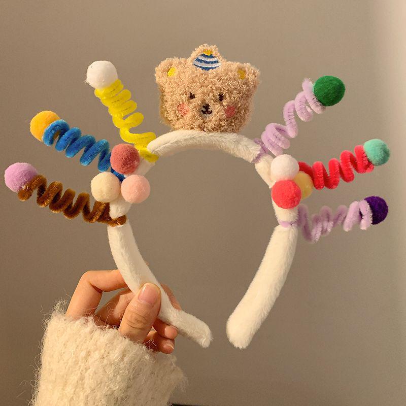 Autumn/Winter Cartoon Lion Dance Plush Headband for Girls
