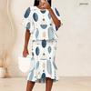 Women Plus Size Pink Black White Printed Two Piece Set Round Neck Batwing Sleeve Ruffle Hem Top Fishtail Skirt