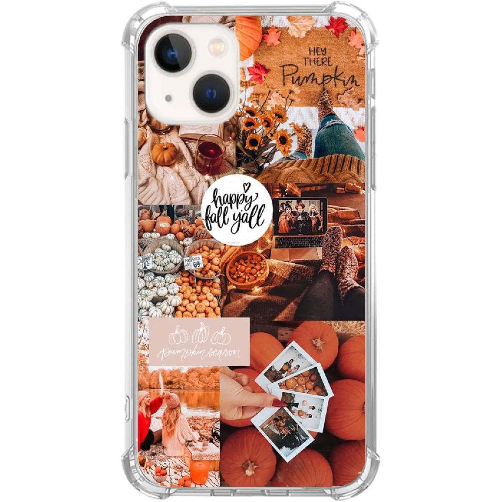 Autumn Vibe Aesthetic Case Compatible with iPhone 15 Plus, Fall Pumpkin Halloween Case for iPhone 15 Plus, Cool Cute TPU Bumper Phone Case Cover