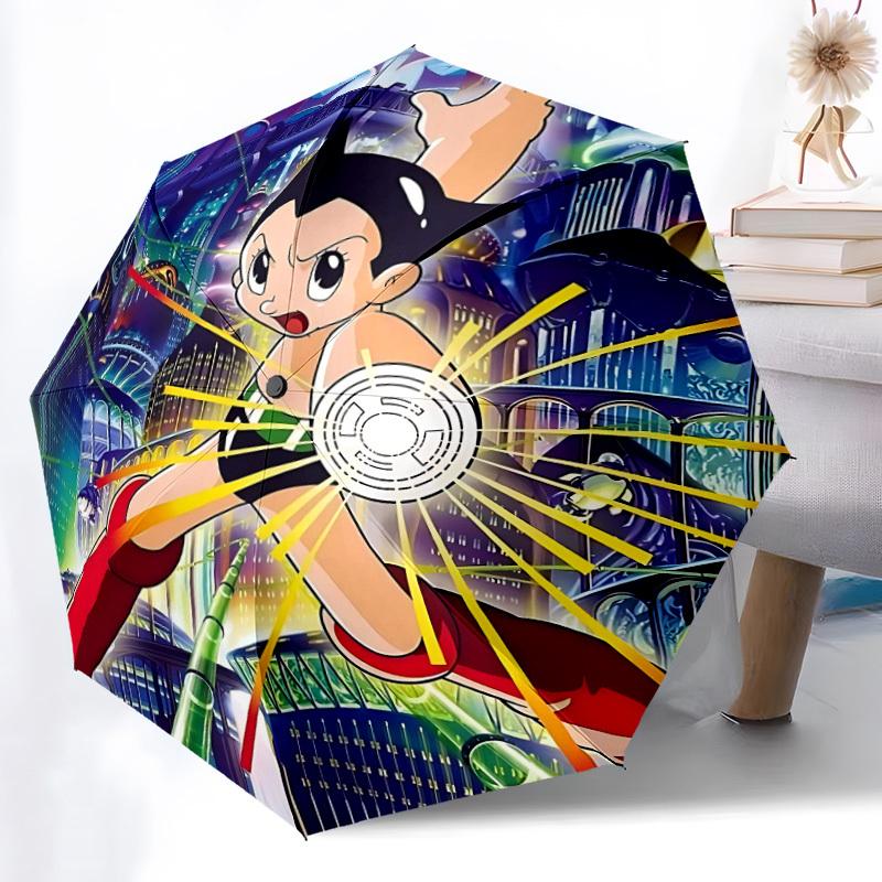 1pc Astro Boy Automatic Open/Close Folding Umbrella, Windproof 8 Rib Construction, Lightweight Travel Umbrella for Women/Men,0903195