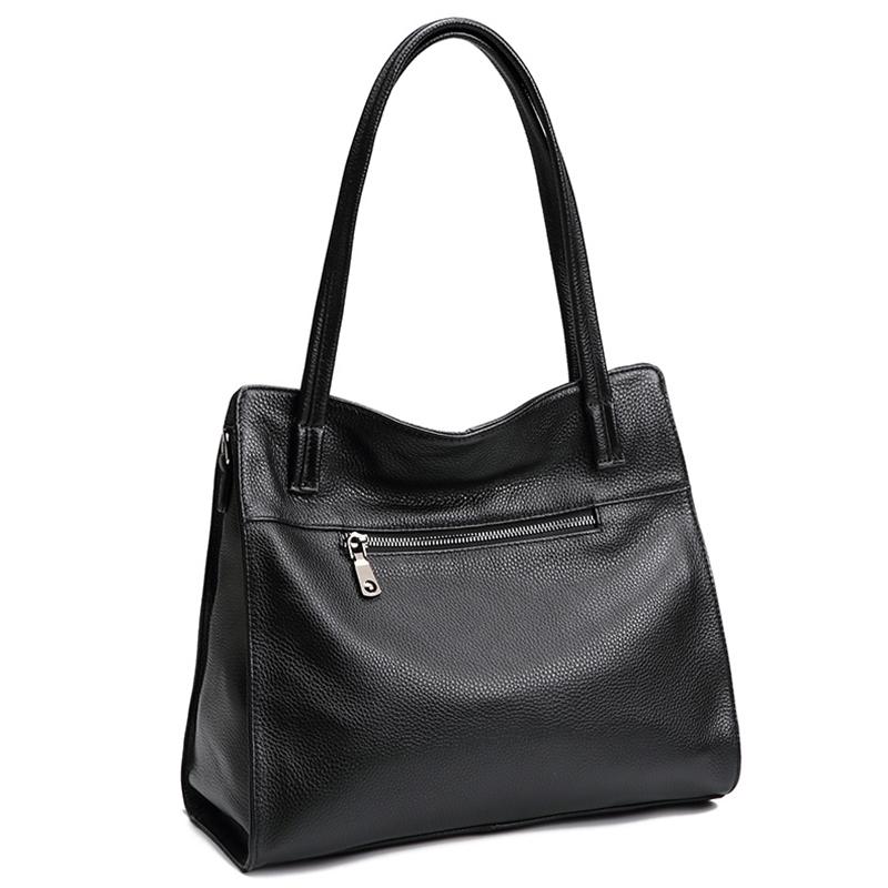 Fashion Women's High quality Genuine Cowhide Leather Large capacity Shoulder Handbag in black