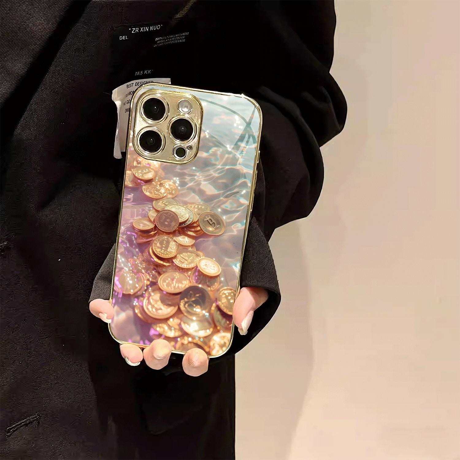 

trend luxury High-end Phone Case Electroplated Glass TPU PhoneCase for iPhone 17 16 15 14 13 12 11pm Pro Plus Dropresistant iPhone 15 Pro