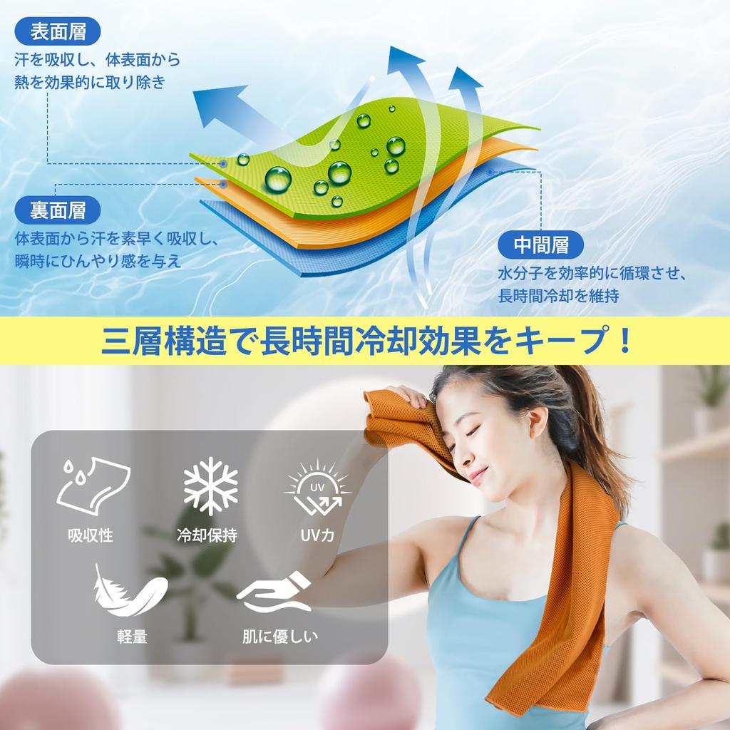 KIMINO Cooling Towel In Japan The Strongest Heat Cool Towel Just Shake It Summer Use Cool and Refreshing Heatstroke Prevention Set [Made - Relief] - -