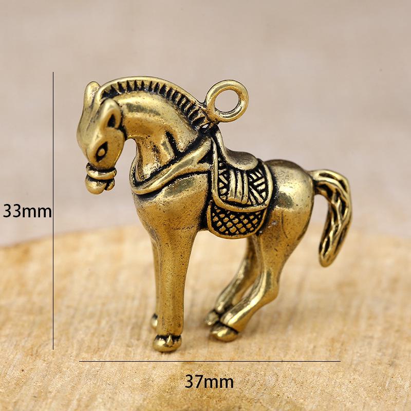 Porte-clés rétro en laiton avec animaux du zodiaque - Pendentif clé simple et mignon