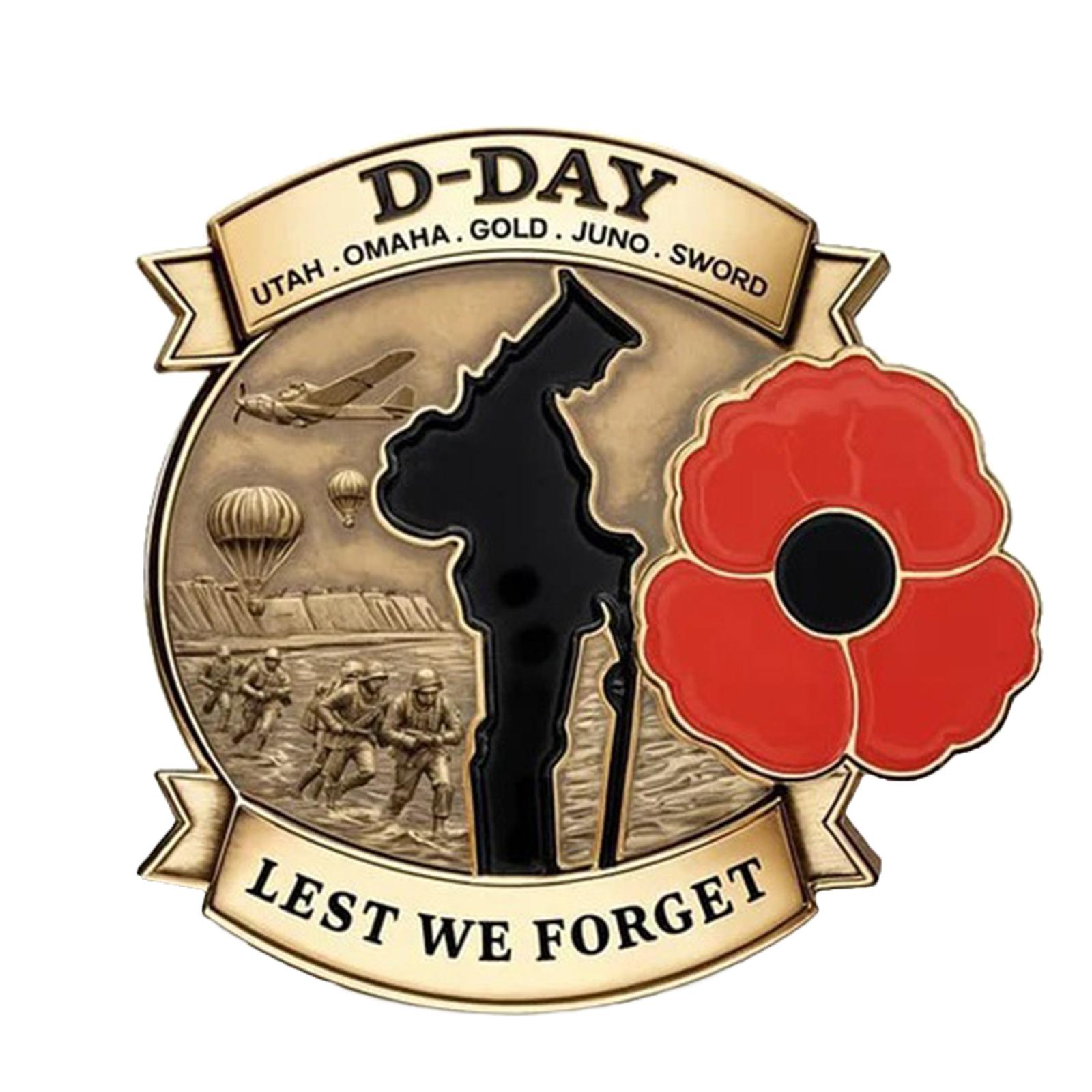 

Коллекционный эмалированный значок, посвященный восьмидесятой годовщине Дня Д, памятная металлическая брошь времен Второй мировой войны, памятный нагрудный значок ветерана