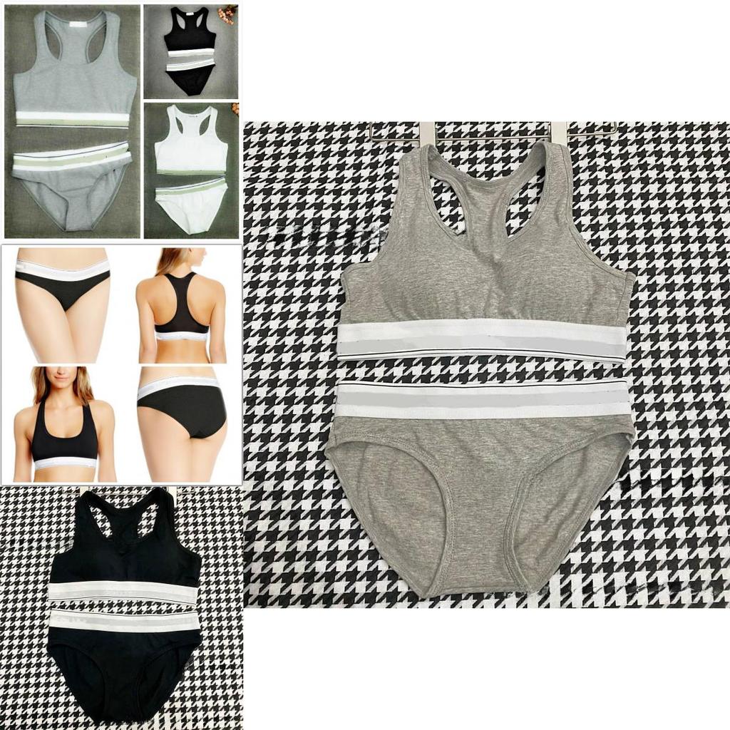 Womens Sports Bra And Panties Set Cotton Padded Wireless For Running And Fitness