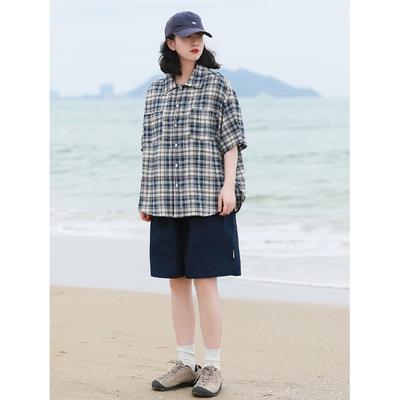 Retro Plaid Shirt Men'S Short Sleeved Trendy Casual Versatile Shirt Hong Kong Style Spring And Autumn Hooligan Handsome Inch Jacket