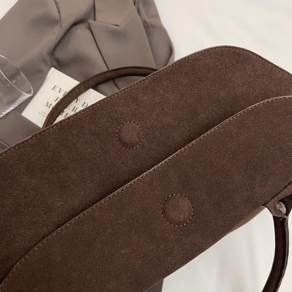 Classic Faux Suede Handbags Women England Style Elegant Shoulder Bags Big Solid Designer Casual Totes Lady Retro Female Packages