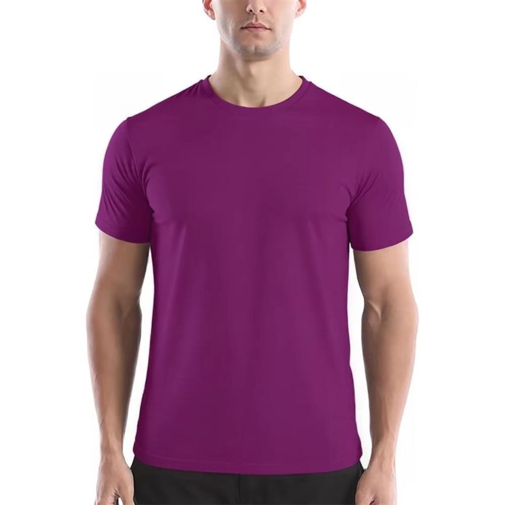 Summer Men's Quick Dry T-shirt Breathable Lightweight Sports Tees Round Neck Solid Color Short Sleeve Tops Cozy T-shirt
