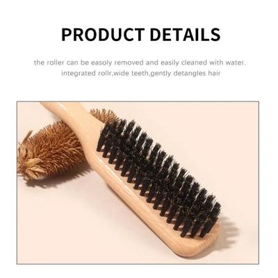 Wood Boar Bristle Hair Brush Backcombing Design Smooth Finish Sleek Ponytail Brush Flyaways Control Teasing Function