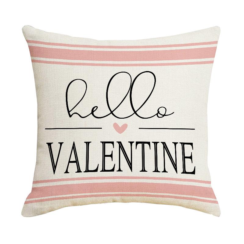 Valentine's Day Pillow Case Love Printed Linen Material Valentine's Day Sofa Decoration Pillow