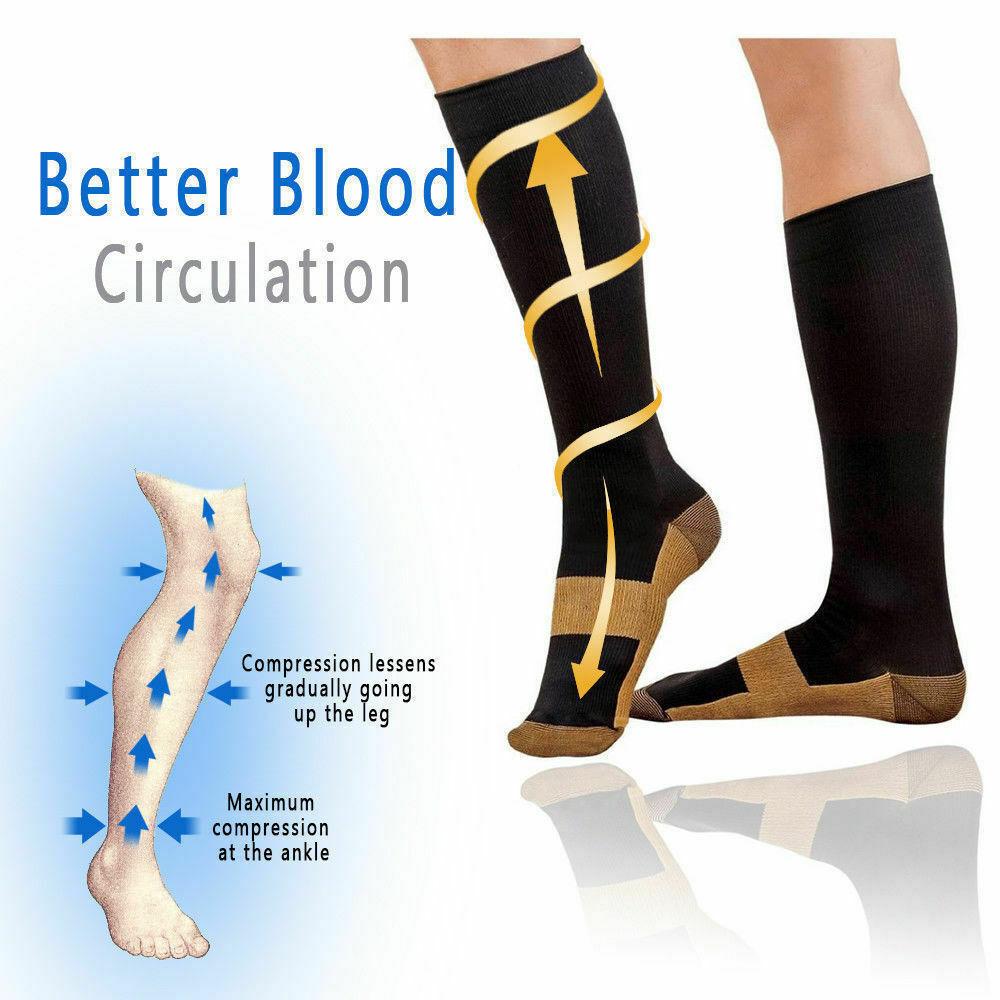 Sport Stockings Shaping Running Anti-Fatigue Leg Calf Foot Graduated Support Varicose Copper Compression Socks Men Women S-Xxl