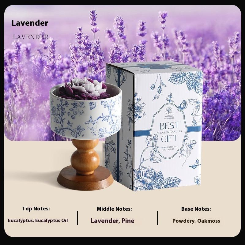 Scented Candle Camellia Shape Gift High-end Creative Ceramic Candle Holder Handmade Fragrance