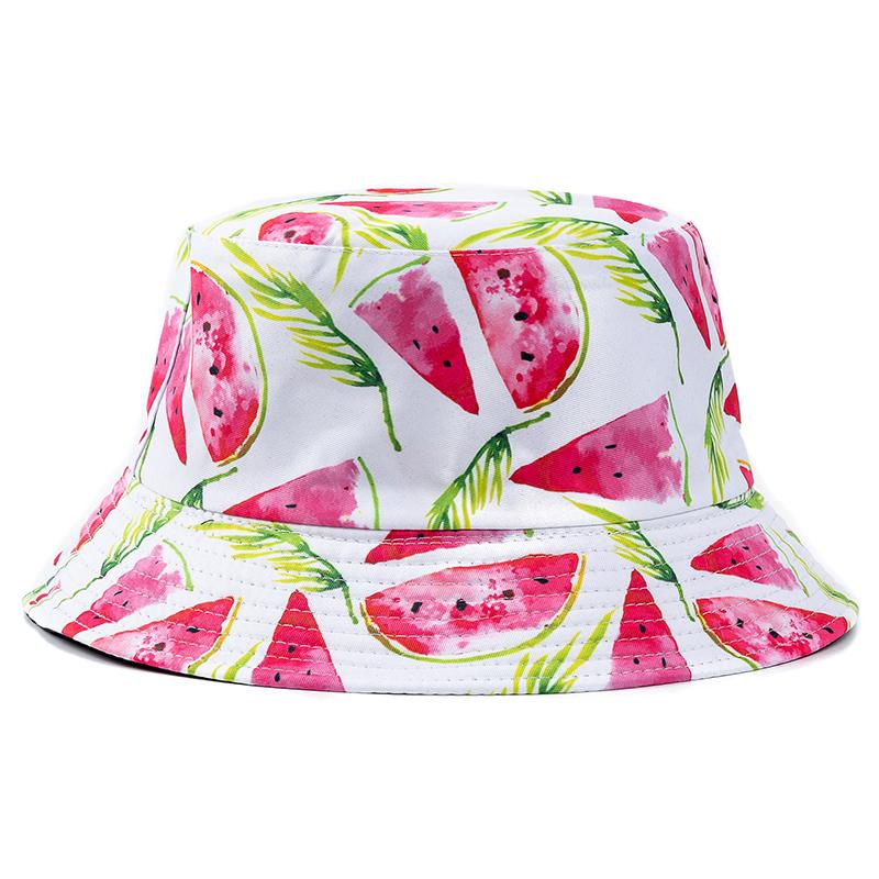 Hot Sale Unisex Bucket Hats Summer Double-sided Wear Fruit Printing Women Cap Outdoor Sun Hat Men Classic Panama Bucket Hat
