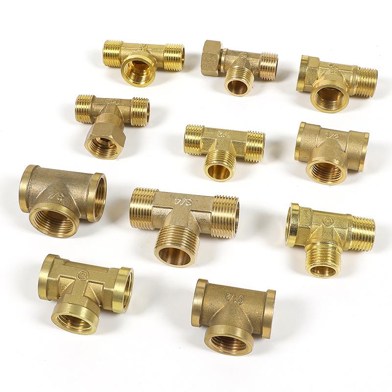 1Pc Pneumatic Brass Pipe Fitting Male-Female Thread Conversion Connect 1/8" 1/4" 3/8" BSP Tee Type Copper Water Oil Gas Adapter