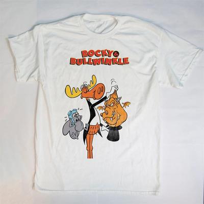 Unisex Shirt Cotton Oversize Large Size Blanca De La Película Rocky And Bullwinkle