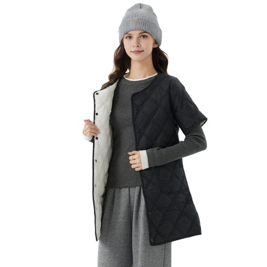 

Зимнее пуховое пальто с подкладкой Круглый вырез Карманы Застежка на пуговицы Ветрозащитный Сохранение тепла Повседневный XL чёрный