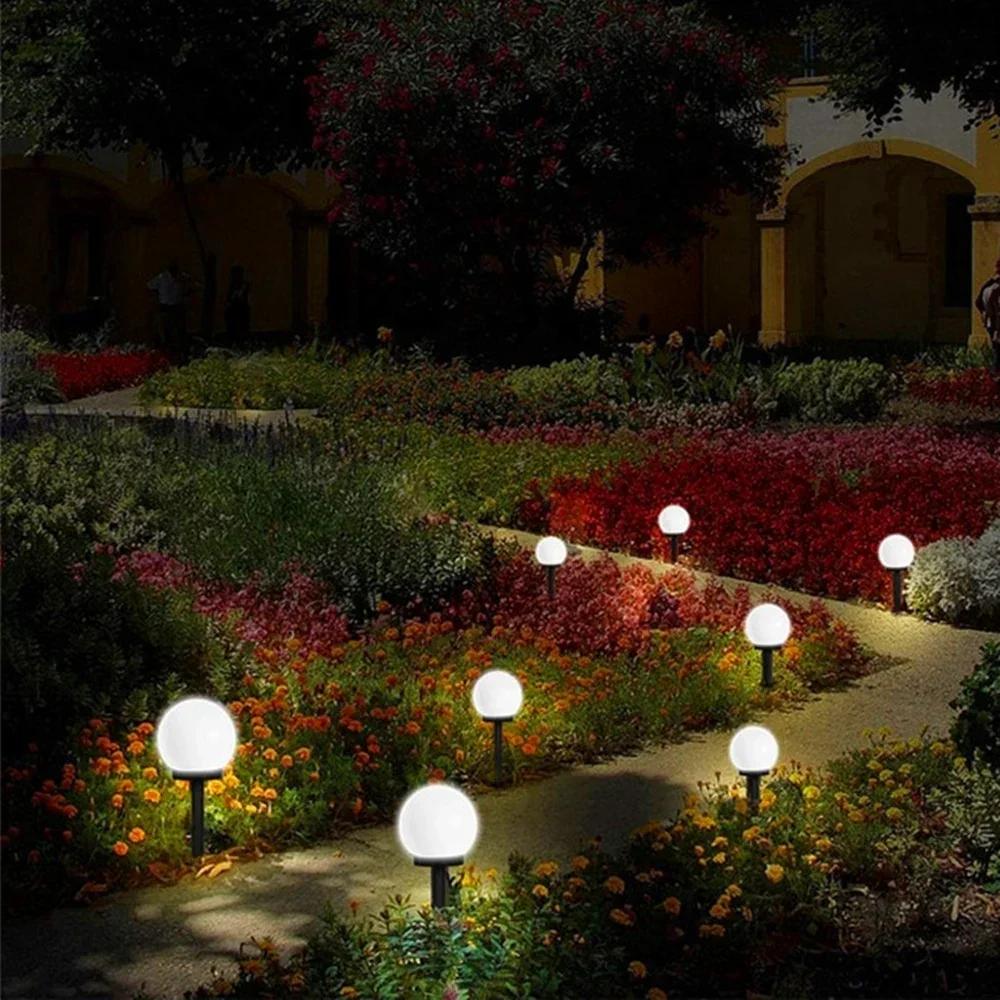 Solar Led Globe Garden Lights Ip65 Waterproof Outdoor Landscape Lighting For Pathway Patio Lawn Deck 1pc