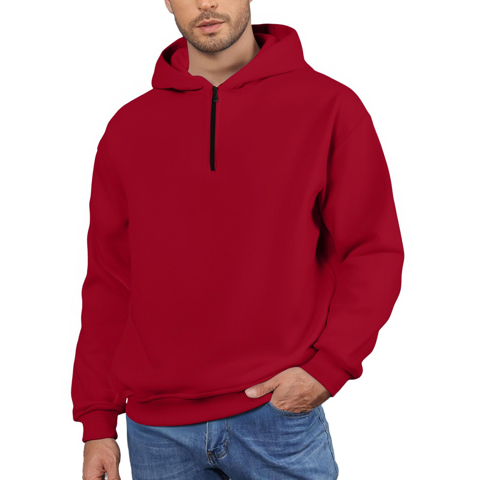 Men s Fleece Hoodie Casual Long Sleeve Sweatshirt L